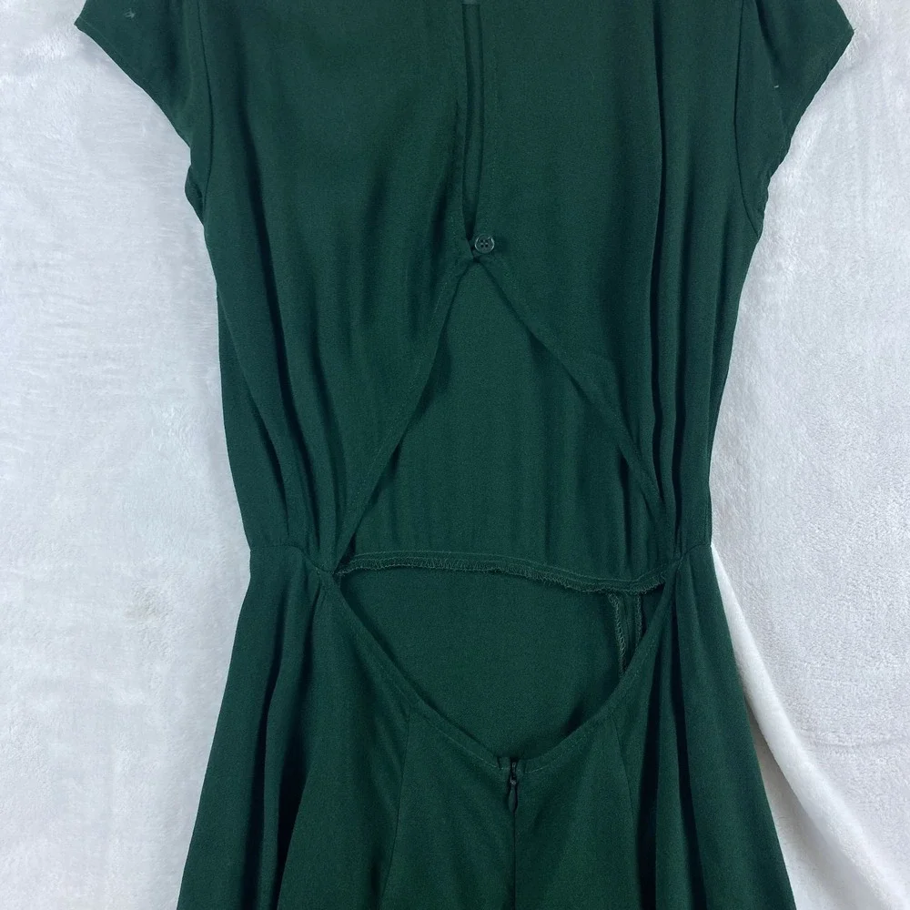 Reformation Gavin Midi Dress Sz 2 Emerald Green Cut Out Lightweight - Picture 7 of 12